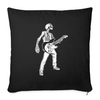 Joueur de guitare guitare squelette - Housse de coussin décorative 45 x 45 cm - noir - Devant