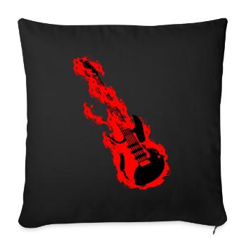 Guitar on fire rocker guitariste rock and roll - Housse de coussin décorative 45 x 45 cm - noir - Devant