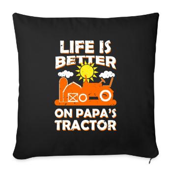 Tracteur tracteur conducteur agriculteur père - Housse de coussin décorative 45 x 45 cm - noir - Devant