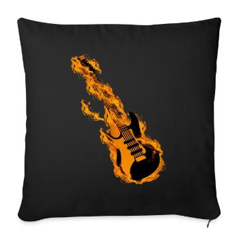 Brûler des guitares de guitare rock and roll - Housse de coussin décorative 45 x 45 cm - noir - Devant