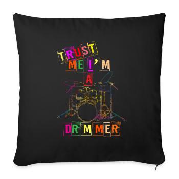 DRUMS - Sofa pillowcase 17,3'' x 17,3'' (45 x 45 cm) - black - Front
