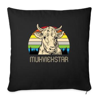 Muhviehstar Kuh Kühe Landwirt - Sofakissenbezug 45 x 45 cm - Schwarz - Vorne
