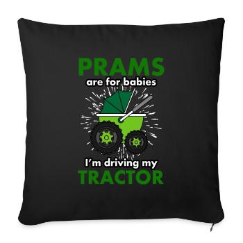 Tracteur agriculteur bébé poussette tracteurs - Housse de coussin décorative 45 x 45 cm - noir - Devant
