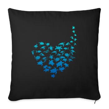 Schildkröte Herz Liebe - Sofakissenbezug 45 x 45 cm - Schwarz - Vorne