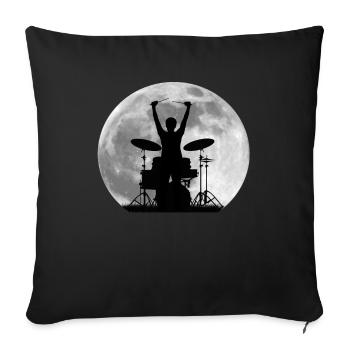 Batteur batterie lune - Housse de coussin décorative 45 x 45 cm - noir - Devant