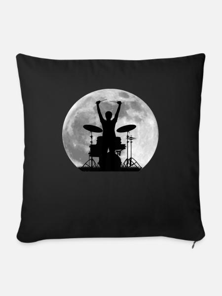 Schlagzeuger Schlagzeug Mond - Sofakissenbezug 45 x 45 cm - Schwarz