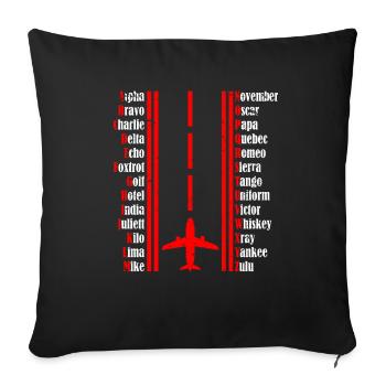 pilot alphabet - Sofa pillowcase 17,3'' x 17,3'' (45 x 45 cm) - black - Front