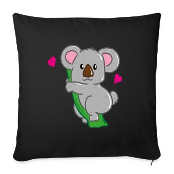 Koala bear love - Sofa pillowcase 17,3'' x 17,3'' (45 x 45 cm) - black - Front