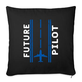 Pilote avion pilote - Housse de coussin décorative 45 x 45 cm - noir - Devant