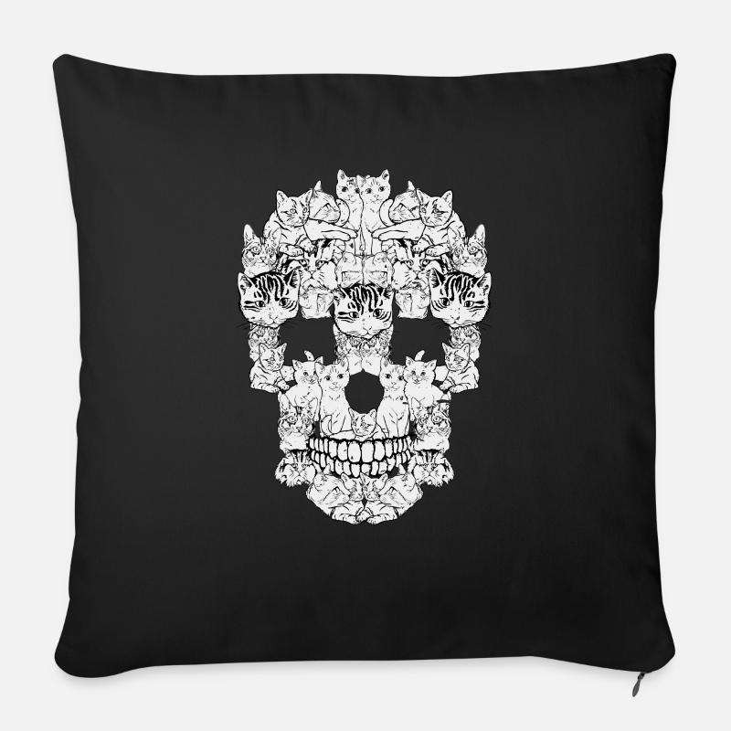 Katzen Totenkopf - Sofakissenbezug 45 x 45 cm - Schwarz