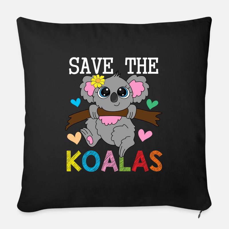 Rette die Koala Bären Koalas - Sofakissenbezug 45 x 45 cm - Schwarz
