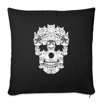 Chat chats crâne et os croisés - Housse de coussin décorative 45 x 45 cm - noir - Devant