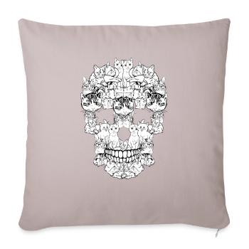 Chat chats crâne et os croisés - Housse de coussin décorative 45 x 45 cm - taupe clair - Devant