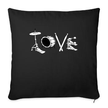 Tambours d'amour - Housse de coussin décorative 45 x 45 cm - noir - Devant