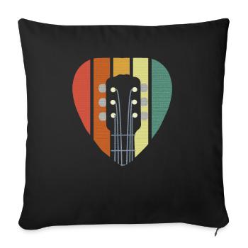 Plectre de guitare vintage - Housse de coussin décorative 45 x 45 cm - noir - Devant