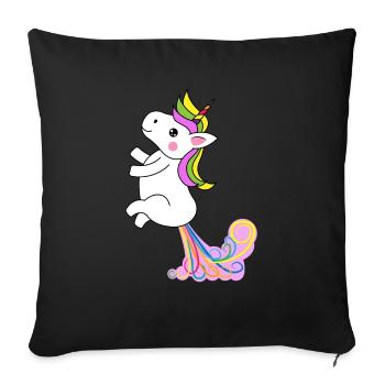 Einhorn Pups Pupsend - Sofakissenbezug 45 x 45 cm - Schwarz - Vorne
