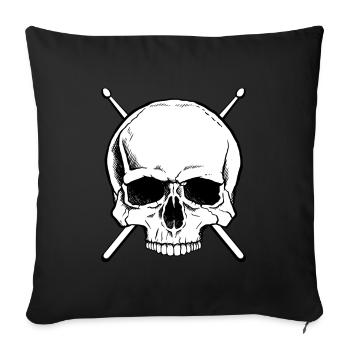 Crâne de tambours de batteur - Housse de coussin décorative 45 x 45 cm - noir - Devant