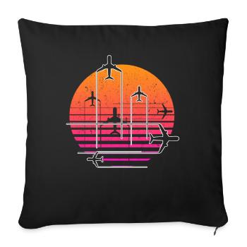 Avion Pilote de vol - Housse de coussin décorative 45 x 45 cm - noir - Devant