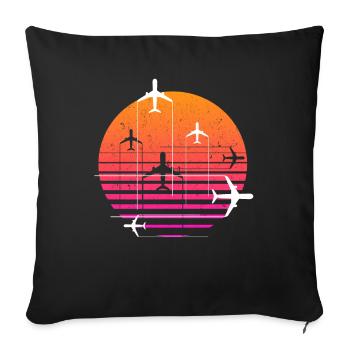 Pilotes avions Vintage Style - Housse de coussin décorative 45 x 45 cm - noir - Devant
