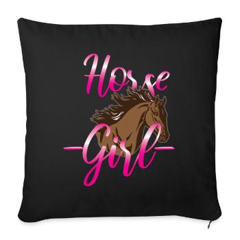 Horse girl horses - Sofa pillowcase 17,3'' x 17,3'' (45 x 45 cm) - black - Front