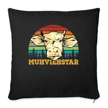 Éleveur de vaches Muhviehstar - Housse de coussin décorative 45 x 45 cm - noir - Devant