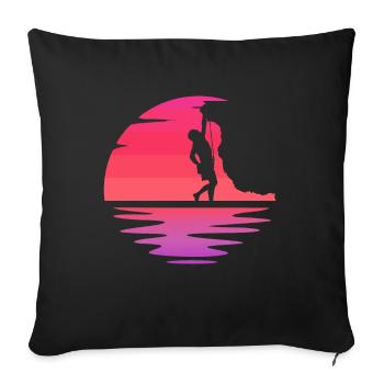 Cadeau d'escalade au coucher du soleil - Housse de coussin décorative 45 x 45 cm - noir - Devant