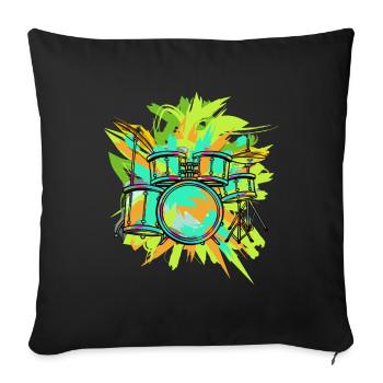 Batteur de batterie - Housse de coussin décorative 45 x 45 cm - noir - Devant