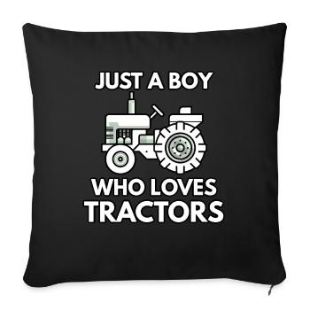 Un garçon de tracteurs aime tracteur - Housse de coussin décorative 45 x 45 cm - noir - Devant