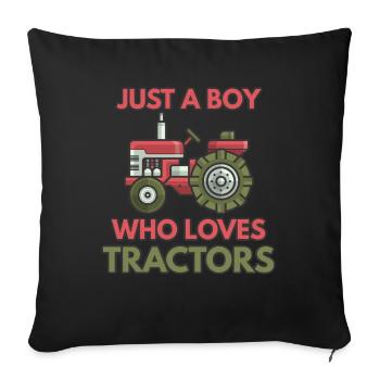 Tracteur tracteur garçon cadeau - Housse de coussin décorative 45 x 45 cm - noir - Devant