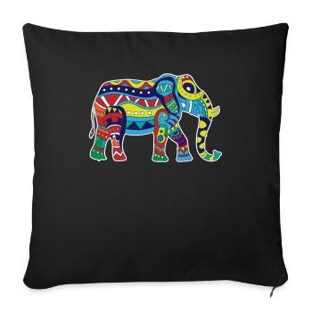 Éléphant coloré - Housse de coussin décorative 45 x 45 cm - noir - Devant