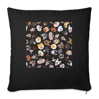 Cheerful illustration with dogs - Sofa pillowcase 17,3'' x 17,3'' (45 x 45 cm) - black - Front