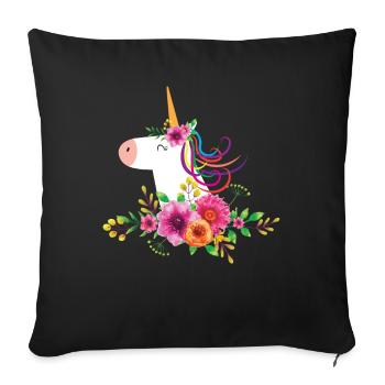 Horse equine unicorn - Sofa pillowcase 17,3'' x 17,3'' (45 x 45 cm) - black - Front