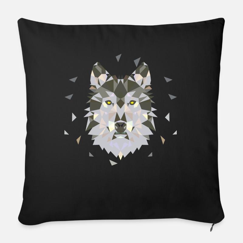Wolf wolves wolf face - Sofa pillowcase 17,3'' x 17,3'' (45 x 45 cm) - black