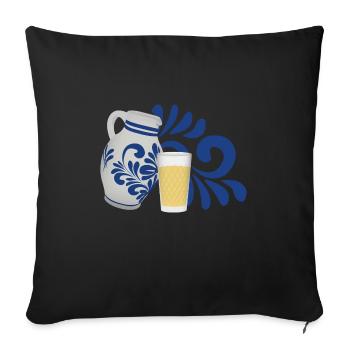 Idée cadeau drôle pour le vin de pomme, les pommes de Bembel - Housse de coussin décorative 45 x 45 cm - noir - Devant
