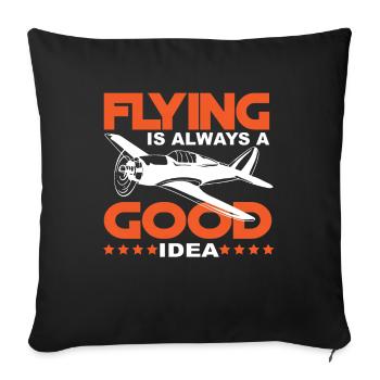 Pilot Airplane Saying - Sofa pillowcase 17,3'' x 17,3'' (45 x 45 cm) - black - Front