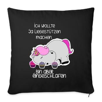 Faules Einhorn Lustige Sprüche - Sofakissenbezug 45 x 45 cm - Schwarz - Vorne