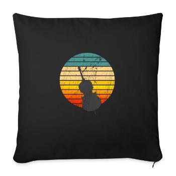 Bass Double Bass Vintage Retro Sunset - Sofa pillowcase 17,3'' x 17,3'' (45 x 45 cm) - black - Front