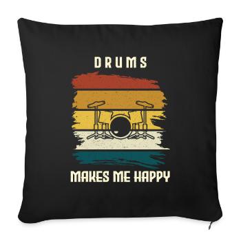 Les tambours me rendent heureux les tambours - Housse de coussin décorative 45 x 45 cm - noir - Devant