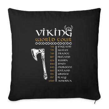Viking World Tour Wikinger - Sofakissenbezug 45 x 45 cm - Schwarz - Vorne