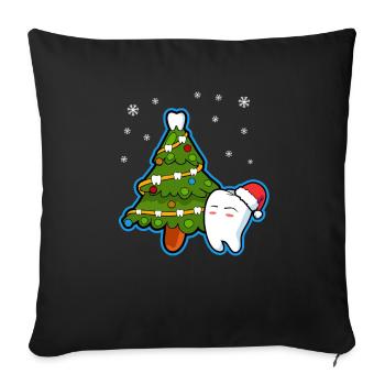 Dentiste Dents Sapins Noël Dentist - Housse de coussin décorative 45 x 45 cm - noir - Devant