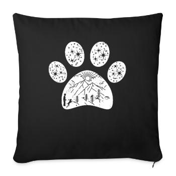 Randonner chiens chien camping - Housse de coussin décorative 45 x 45 cm - noir - Devant