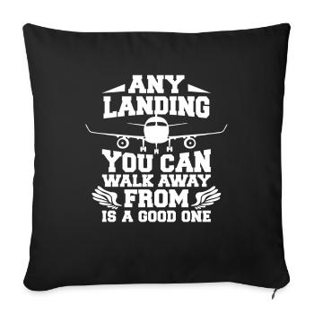 Pilot Airplane Sayings - Sofa pillowcase 17,3'' x 17,3'' (45 x 45 cm) - black - Front