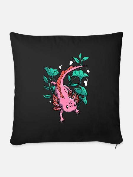 Axolotl Salamander - Sofakissenbezug 45 x 45 cm - Schwarz