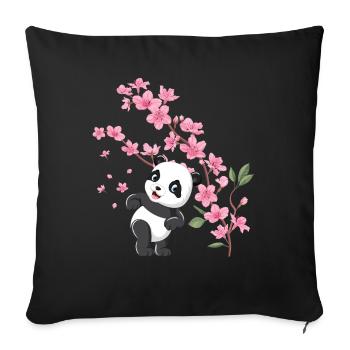 Panda Cherry Blossom Cherry Blossom Japanese Pandas - Sofa pillowcase 17,3'' x 17,3'' (45 x 45 cm) - black - Front