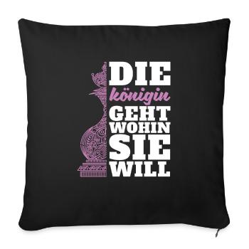 Schach Schachfigur - Sofakissenbezug 45 x 45 cm - Schwarz - Vorne