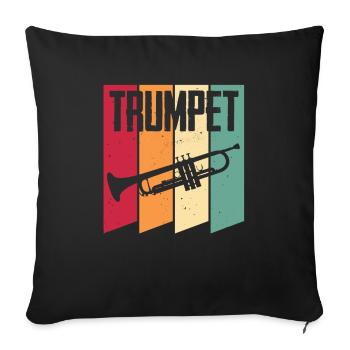 Trompette Rétro Trompette Vintage Trompette - Housse de coussin décorative 45 x 45 cm - noir - Devant
