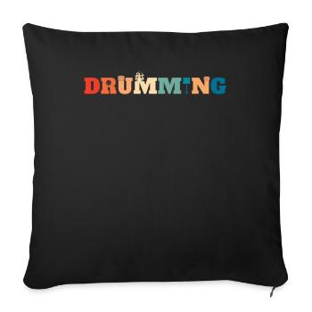 Retro Drums Drummer Vintage Drummer - Housse de coussin décorative 45 x 45 cm - noir - Devant