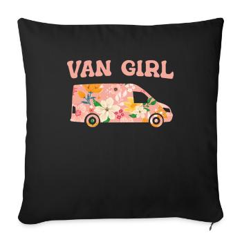 Camping-car Caravane Camping-car - Housse de coussin décorative 45 x 45 cm - noir - Devant