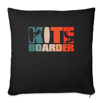 Retro Kitesurfing Vintage Kiteboarding Kite Kite Kiten - Sofa pillowcase 17,3'' x 17,3'' (45 x 45 cm) - black - Front