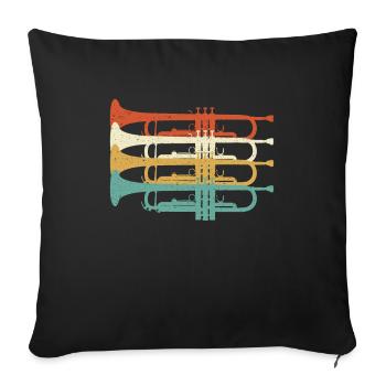 Trompette Rétro Trompette Vintage Trompette - Housse de coussin décorative 45 x 45 cm - noir - Devant